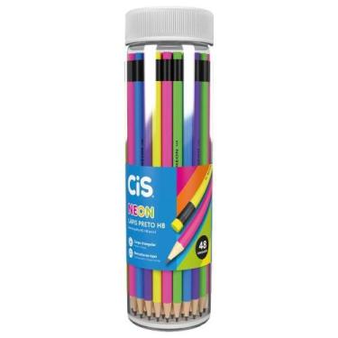 Imagem de Lápis Cis Grafite Preto Neon com Borracha -1 Embalagem com 48 Unidades