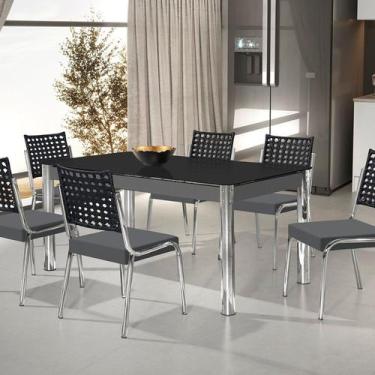 Imagem de Conjunto Sala de Jantar Mesa Retangular com 6 Cadeiras Natani Yescasa 