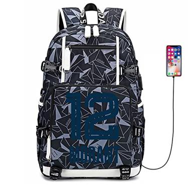 Imagem de FANwenfeng Mochila multifuncional para fãs de basquete JA Number 12, Padrão cinza - 2, Free Size, Moderno
