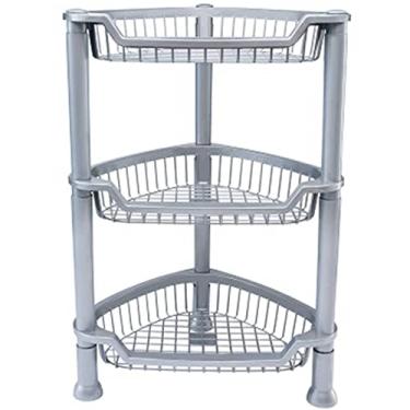 Imagem de Fruteira De Piso De Plástico Triangular Cinza Com 3 Andares