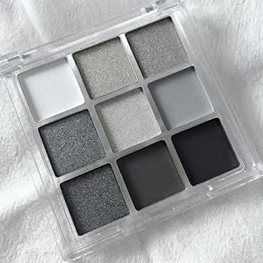 Imagem de Yeweian Paleta de sombras pretas esfumaçadas, maquiagem preta, 9 cores, preto, prata, cinza, branco, paleta de sombras, à prova d'água, tonificada, fosca, brilhante, sombras de ojos profissionais