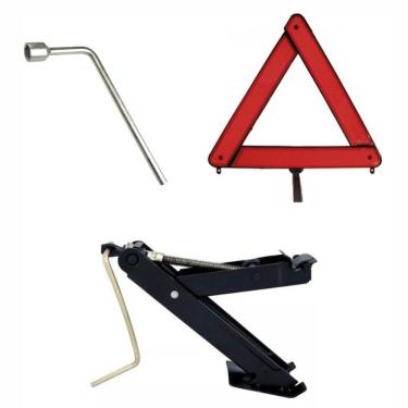 Imagem de Kit Estepe Para Carro / Macaco Joelho + Chave De Roda 17mm + Triângulo Universal