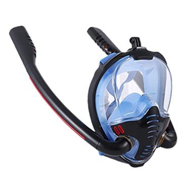 Imagem de MáScara Mergulho Snorkel Full Face Tubo De RespiraçãO Duplo Anti Nevoeiro Nadar Piscina Solo OceâNico MáScara De Mergulho (S/M, Preto/Azul)