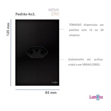 Imagem de Tomada Simples Tok Glass Preto Lumenx