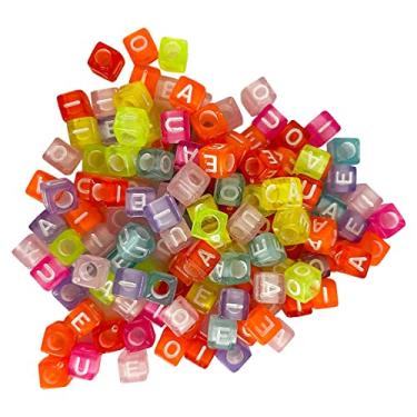 Imagem de 300 Miçangas Letras Quadrada Translucida Vogal Entremeio Contas Vogais Para Montar Colar Pulseiras Bijuterias