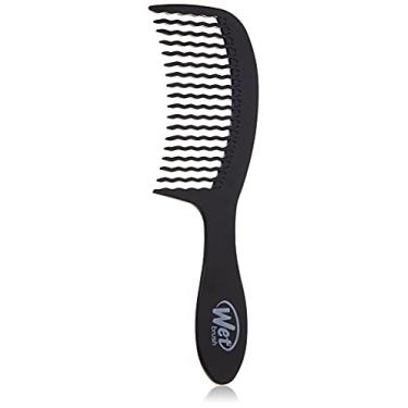 Imagem de Wet Brush Pente desembaraçante, preto - Desembaraçador de pelos de dentes largos com design WaveTooth que desliza suavemente e desliza através de emaranhados - Condicionador de escova e máscaras de
