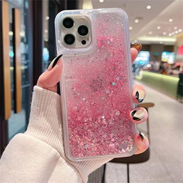 Imagem de Capa de telefone de silicone macio líquido para iPhone 14 13 12 11 Pro Max X XS XR 7 8 6 6s Plus SE 5 5s Glitter Quicksand Bling Water Cover, Rosa, Para iPhone X