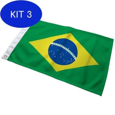Imagem de Kit 3 Bandeira Do Brasil Oficial 60 X 90 Cm - Maranata Shofar