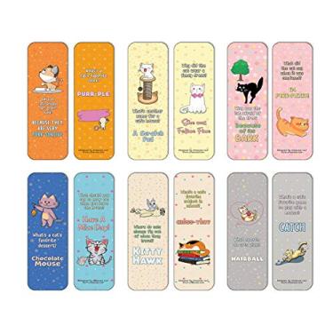 Imagem de Creanoso Marcadores de página Funny Cat Jokes Série 1 (pacote com 60) – Ideias de presente de qualidade premium para crianças, adolescentes e adultos para todas as ocasiões – Lembranças de festa e brindes