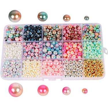 Imagem de Miçangas 1140 peças/lote mistura de cores gradientes arco-íris redondas 4/6/8/10 mm imitação de pérola, sem furos para fazer bijuterias artesanais artesanais