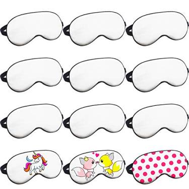 Imagem de 10 peças de cobertura para os olhos para dormir por sublimação bege branco seda branco cobertura para os olhos transferência de calor suave sombra para dormir com alça ajustável para viagem soneca, jogos de equipe meditação