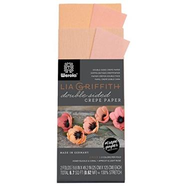 Imagem de Lia Griffith Rolo de dobra de papel crepom de dois lados, 15 pés quadrados, madressilva e coral, damasco e rosa claro