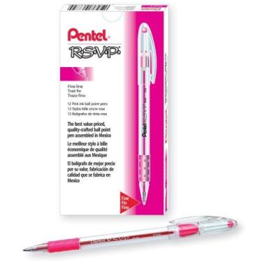 Imagem de Pentel Caneta esferogr fica R.S.V.P. ponta fina de 0,7 mm, tinta rosa, caixa com 12 (BK90-P) da Pentel
