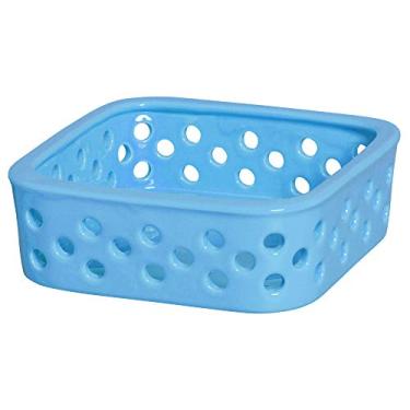 Imagem de Cestinha Quadrada Vasada Ceramicas Pegorin Azul Claro