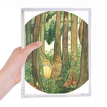 Imagem de Miaoji Caderno de cogumelo com pintura de gato, florestas, folhas soltas, diário recarregável, papelaria