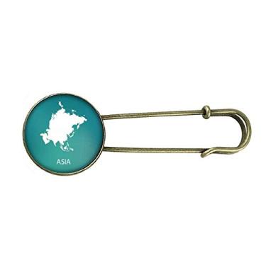 Imagem de Mapa de contorno do continente da Ásia, retrô, broche de metal
