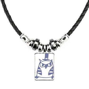 Imagem de DIYthinker Chapéu de desenho animado com estampa de pássaro para amantes de animais de estimação, colar com pingente de corda de couro