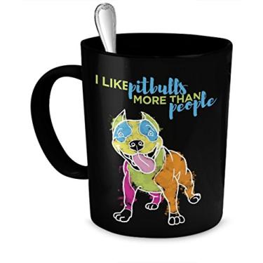 Imagem de Caneca Pit Bull - I like Pit Bulls more than people - Presentes Pit Bull Lover (preto)