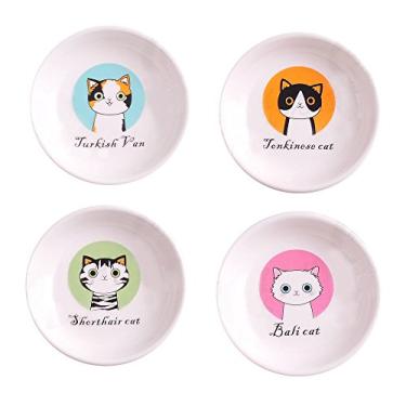 Imagem de MISS TUTU - 4 Peças de Pratos de Jantar para Gatos de Cerâmica, 4 Polegadas, Rústico com Tema de Gato