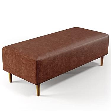 Imagem de Puff Decorativo Sala de Estar Bali W01 Pés Palito 120x50 cm Couríssimo Marrom - Lyam Decor