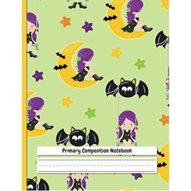 Imagem de Primary Composition Notebook: Cute Halloween Girl and Kawaii Bats | For K-2 kids | Includes alphabet and number tracing chart with directional arrows ... | Writing paper with lines and picture space