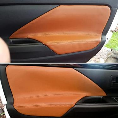 Imagem de TTOILS 4 pcs microfibra de couro interior do carro painel da porta apoio de braço capa guarnição, para mitsubishi outlander 2014 2015 2016 2017 2018