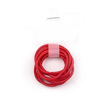 Imagem de La Tartelette 2,4 cm elásticos laços de cabelo para crianças tiaras de cabelo de borracha, Vermelho, 100 Pcs