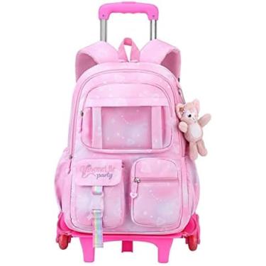 Imagem de Volu Mochila Escolar para Crianças com Rodas, Rosa, 45*32*22cm, À Prova D'água, Fechamento com Zíper