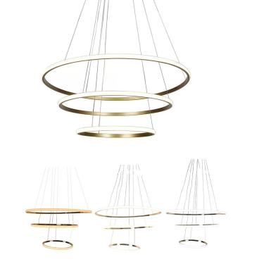 Imagem de Luminaria Aneis 3 em 1 Lustre Pendente Ajustavel Regulavel Perfil Infinito Led Comercial Residencial Quarto Sala de Jantar Moderno Iluminaçao