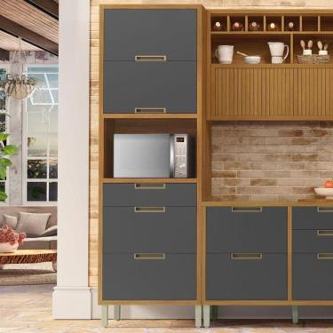 Imagem de Paneleiro 2 Portas 3 Gavetas Imperatriz Nesher Móveis Freijó/Grafite