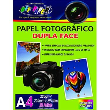 Imagem de PAPEL FOTOGRAFICO DUPLA FACE A4 220G 20 FLS, Off Paper, 10062, Branco