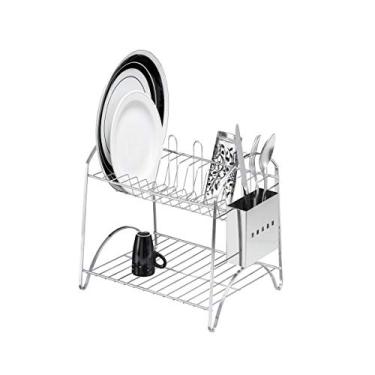Imagem de Escorredor de Louça Laminox Duplo com Porta Talheres em Inox - Cód 07902