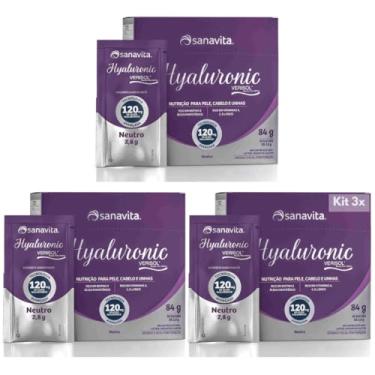 Imagem de Kit 3x Hyaluronic Verisol Sanavita - Ácido Hialurônico 120mg com Colágeno Verisol (90 sachês) (Kit 3x Neutro)