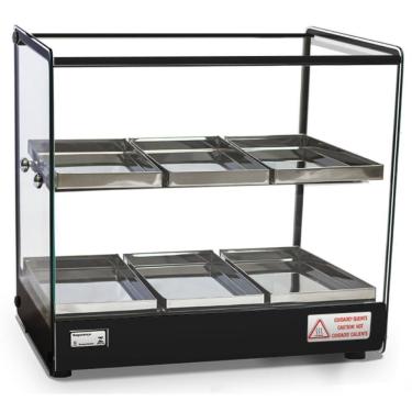 Imagem de Estufa para Salgados com Led Quadrada Dupla 6 Bandejas EVR LP Perfil Preto - Titã