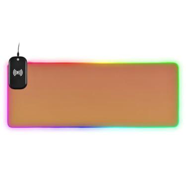 Imagem de Teclado de mouse gradiente laranja amarelo, mouse pad de mesa extra grande, mouse pad com carregador sem fio, mouse pads para jogos de mesa