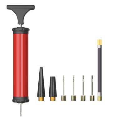 Imagem de HDNNC Bomba de esfera, kit de inflador de bomba de ar com agulhas, mangueira de extensão de bocal, bombas manuais para basquete, futebol, vôlei, pólo aquático, rúgbi, exercício, bola esportiva, balão