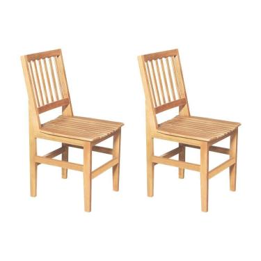 Imagem de Kit 2 Cadeiras de Jantar Madeira Maciça Ripada Rústica Confort - Natural