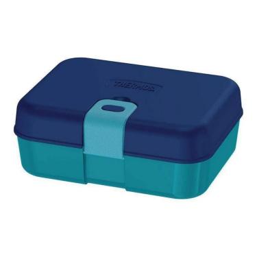 Imagem de Bento Box Azul Lancheira Infantil Escolar Kit Lanche Thermos 