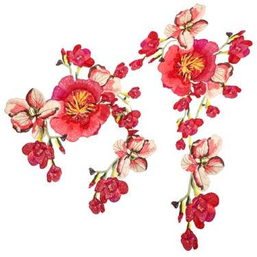 Imagem de TEHAUX 2 Unidades Remendo de pano bordado distintivo de bordado de roupas aplique de flor rosa manicreft patchwork guarnição do laço decorar patches de retângulo de flores vestido