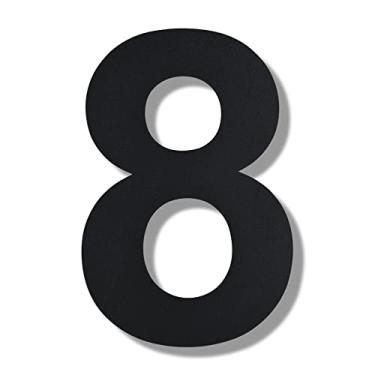 Imagem de BetLight Número de endereço residencial flutuante de aço inoxidável de 25 cm de altura para uso externo/preto/número 8