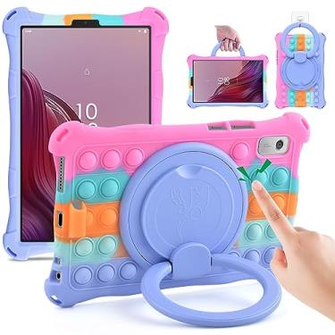Imagem de DETUOSI Capa de silicone para Lenovo Tab M9 22.9 cm 2023 (TB-310FU), com suporte, capa multiângulo ajustável para tablet Tab M9, rosa deslumbrante