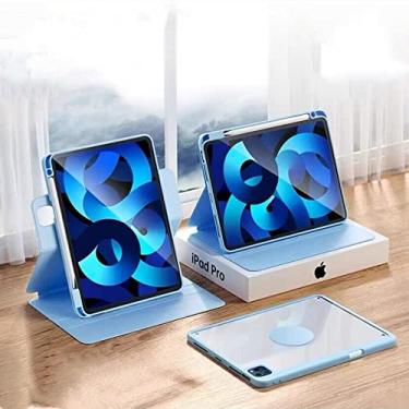 Imagem de Capa vertical para iPad 11ª geração de 11 polegadas (A16) 2025/iPad 10ª geração, capa magnética com suporte para lápis, pode conter teclado, capa inteligente removível rotativa 360 (azul)