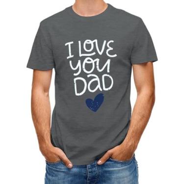 Imagem de CHAIKEN&CAPONE Camisetas masculinas I Love You Dad, camisetas masculinas para pai, Estilo cinza de cânhamo profundo, XXG
