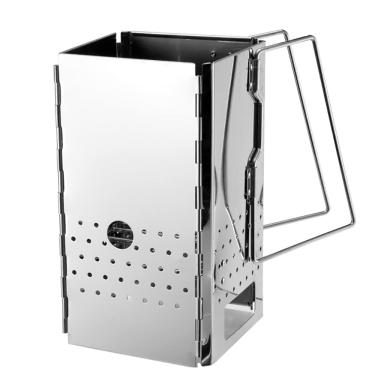 Imagem de Yesinaly Lata de aço inoxidável para chaminé de carvão para churrasco, churrasqueira, cozinha ao ar livre, briquete para iniciantes