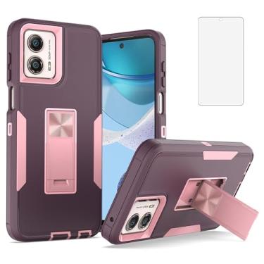 Imagem de Asuwish Capa de celular para Motorola Moto G 5G 2023 com protetor de tela de vidro temperado e suporte fino híbrido robusto acessórios móveis G5G G5 mulheres homens roxo
