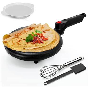 Imagem de NutriChef Placa Elétrica Crepe Crepe Cooktop - Placa Quente Do Estilo Da Bandeja De 8" Nonstick 8" Com Chave On/Off, Controle Automático Da Temperatura E Punho De Cool-Touch,