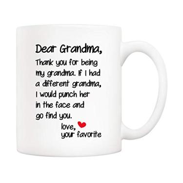 Imagem de 5Aup Caneca divertida para o Dia das Mães para Grandson Granddaughter, Dear Grandma, Thanks for Being. Love Your Favorite Cups 325 ml, ideia de para avó