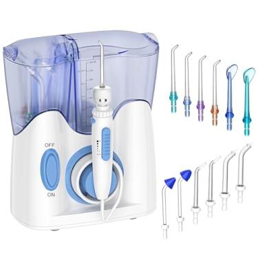 Imagem de H2ofloss® Irrigador bucal dental para limpeza de dentes com 13 pontas multifuncionais e capacidade de 800 ml, design silencioso de irrigador oral de bancada profissional (HF-9)