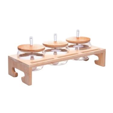 Imagem de WOLFF - Conjunto 3 Porta Temperos de Vidro Borossilicato com Tampa e Suporte de Bambu 230ml