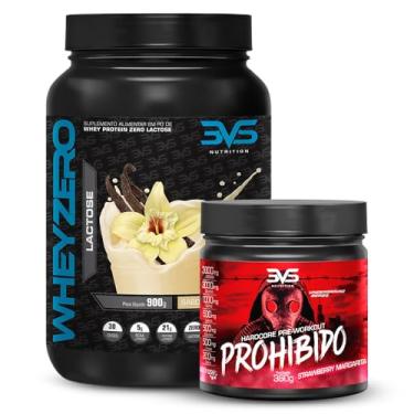 Imagem de 3VS Nutrition Combo Whey Zero Lactose 900gr Sabor Baunilha + Pré Treino Prohibido 360g Sabor Morango